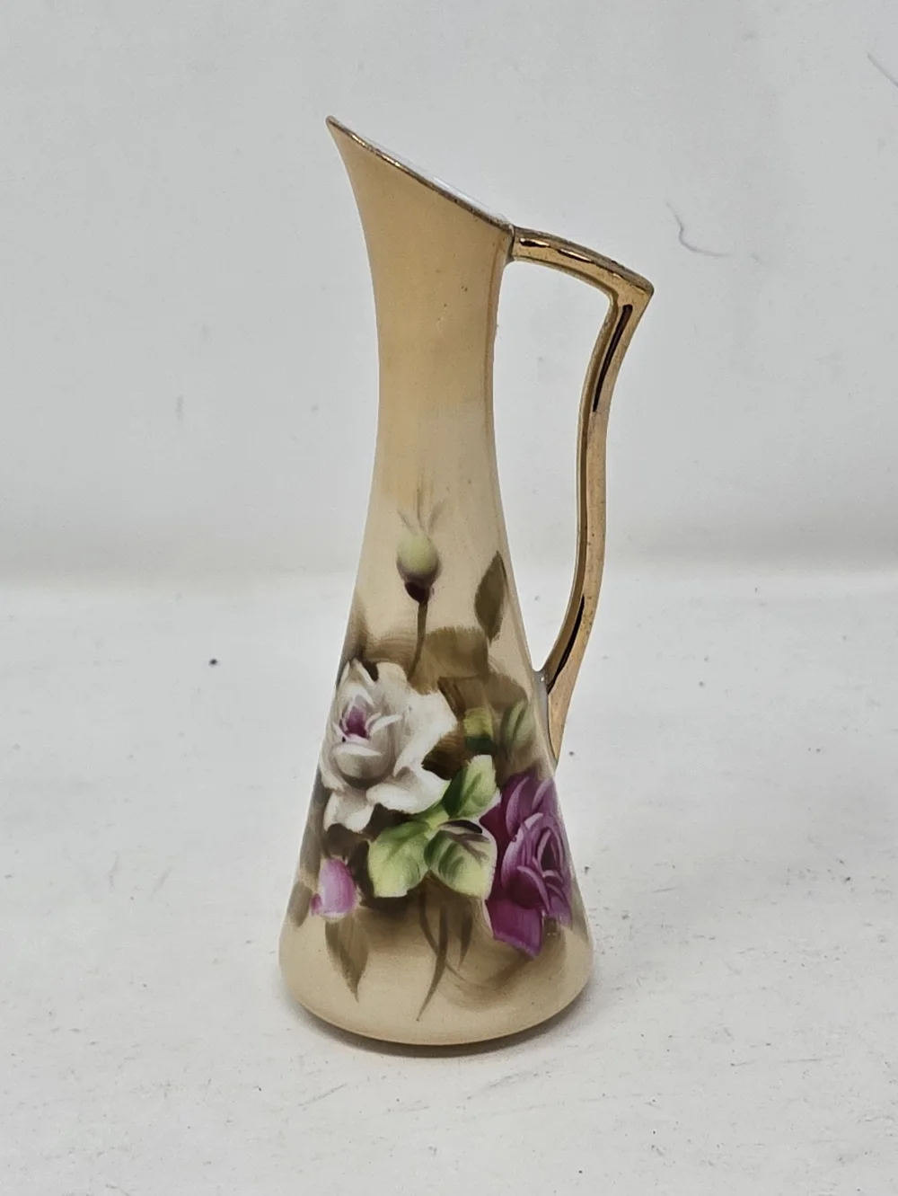 Vtg Lefton 2763 China‎ Heritage hand painted rose mini pitcher vase cottagecore